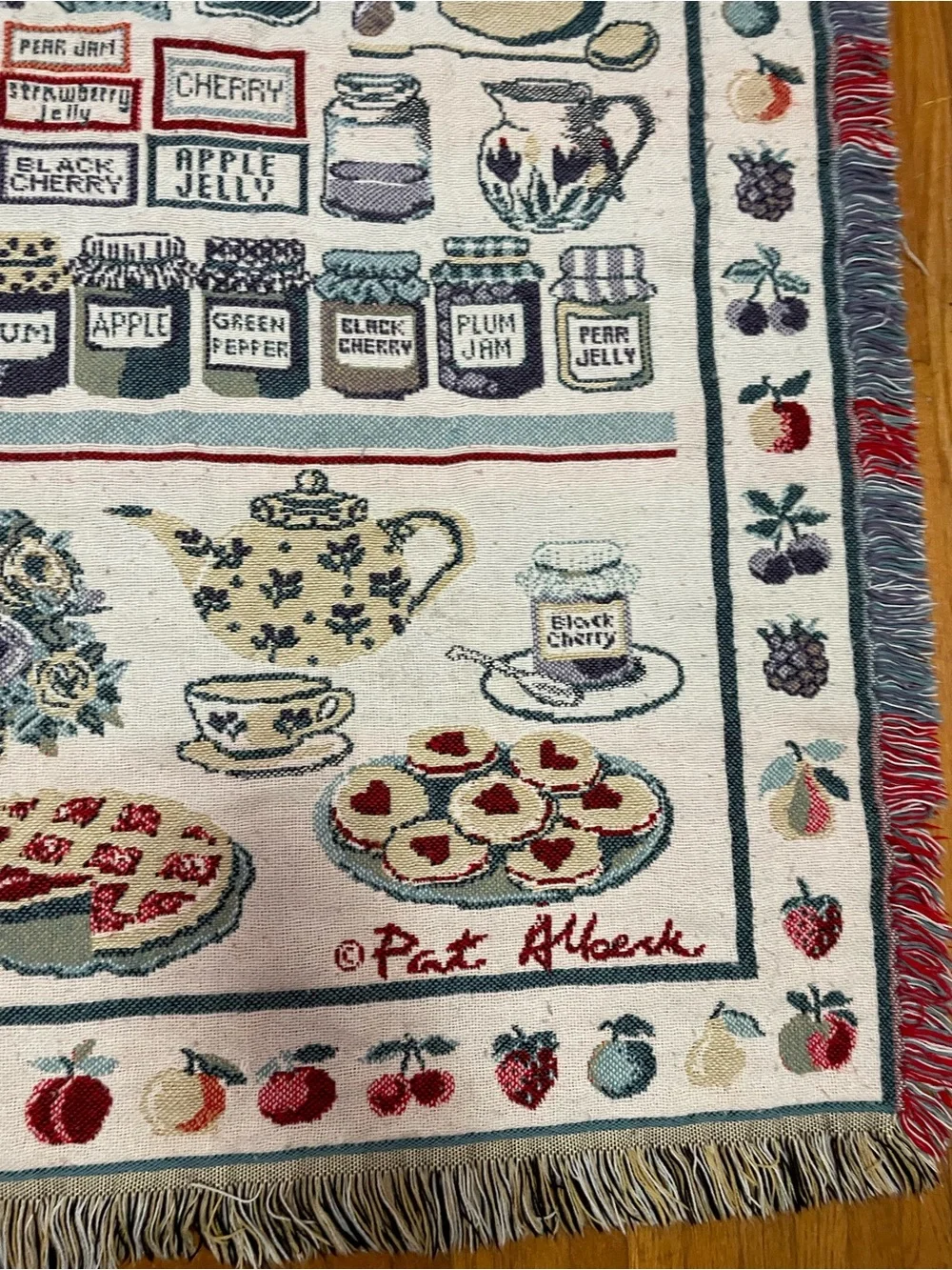 Pat Albeck Vintage Kitchen Fruit & Jam Tapestry Throw Cottagecore whimsy